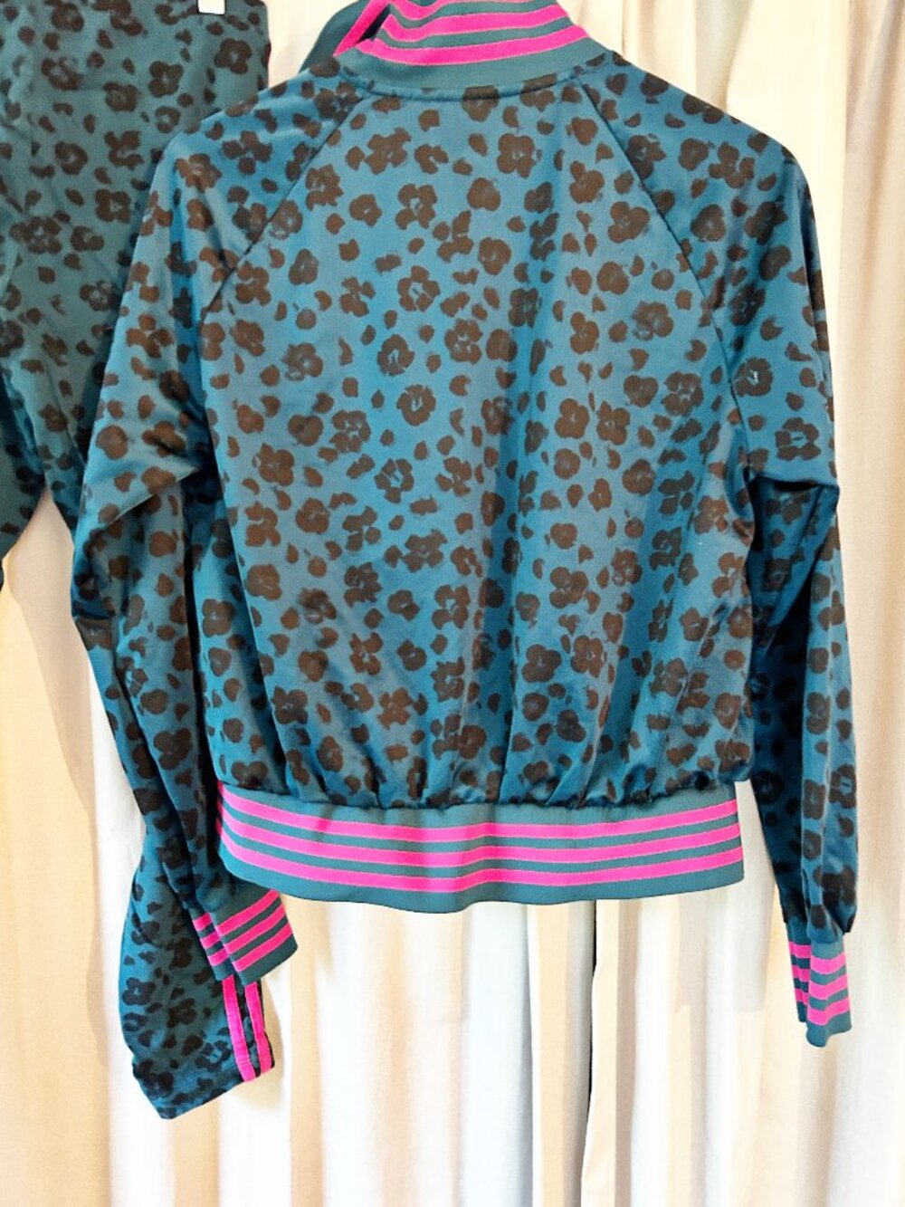 adidas Track Set, Teal and Black leopard with pink trim - Picture 10 of 14